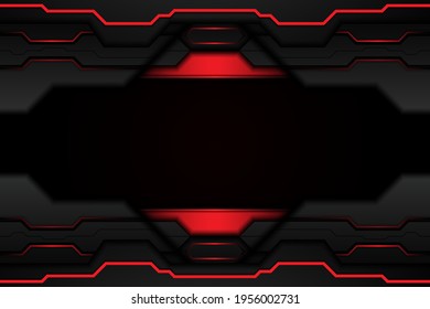 abstract metal black texture and line contrast red on metallic template modern technology design background. vector illustration	
