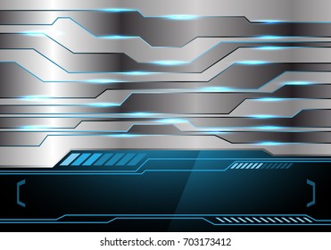 Abstract metal blue light technology black monitor for text place design modern futuristic background vector illustration.