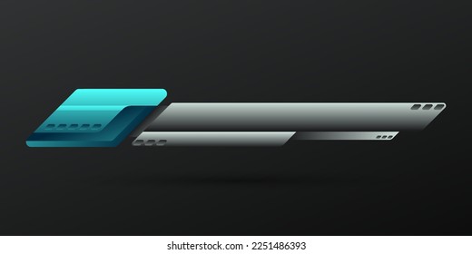 Abstract metal and blue lower third breaking news and video broadcast title banner template