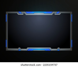 Abstract metal border live stream overlay webcam video interface screen frame template