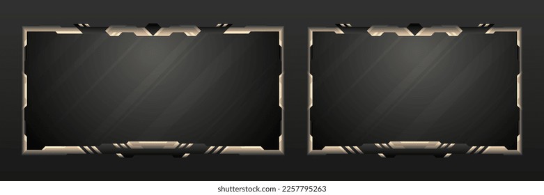 Abstract metal border webcam overlay gui screens for live video streaming and broadcasting