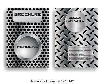 Abstract Metal Brochure Design . Flyer , Poster, Leaflet Vector Template. 