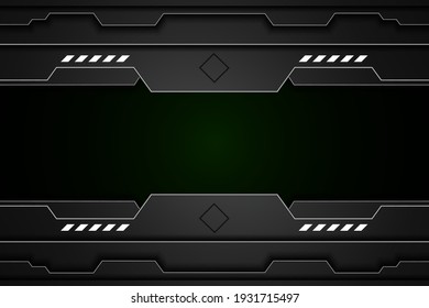 Abstract Metal Carbon Texture Modern And Edge Lines Chromium On Green Black. Design Futuristic Technology Background. Vector Illustration