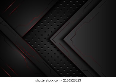 abstract metal carbon texture modern and edge lines red black on steel mesh. design futuristic technology background. vector illustration	