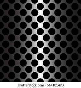 Abstract metal circle mesh on black seamless background texture vector illustration.