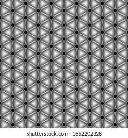 Abstract metal gears grid seamless texture. Geometric brutal pattern for design. Camber and brightness is controlled by gradient sliders. The templates under the mask is not cropped and can be edited