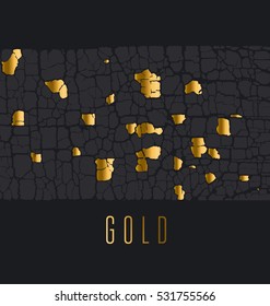 abstract metal gold leaf pattern. vector illustration. gold particles luxury background. concept decorative element for poster