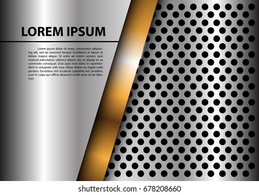 Abstract metal gold overlap circle mesh blank space for text place design modern luxury futuristic creative background vector illustration.
