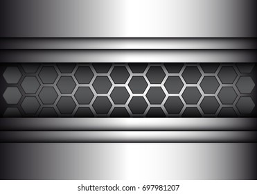 Abstract metal hexagon mesh pattern in metal plate design modern futuristic creative background vector illustration.