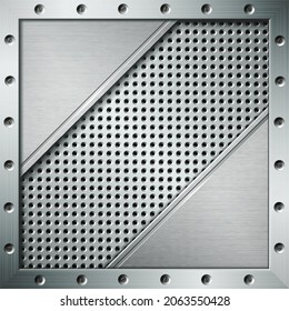 Abstract metal perforated background. Vector illustration