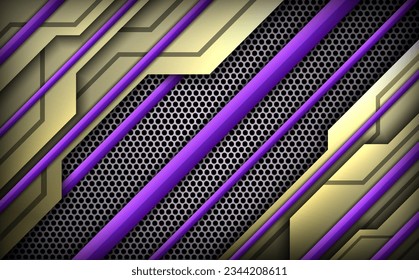 Abstract Metal and purple Epic Gaming Banner with Mesh Backdrop Panel, Futuristic Technology Background for Gamers and Streamers
