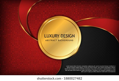 Abstract metal red with dark circle mesh design modern background. Modern luxury futuristic background. Luxury background design red and golden element decoration.Red overlap background. Vector EPS 10