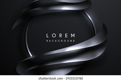 Abstract metal ring and wave elements