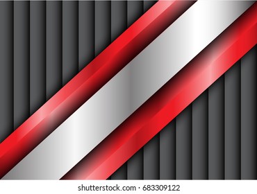 Abstract metal silver red overlap on gray shutter design modern creative vector background illustration.
