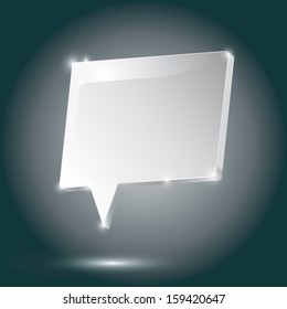 Abstract metal speech bubble white on a dark background. Vector