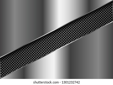 Abstract metal square mesh slash in silver plate design modern luxury futuristic background vector illustration.