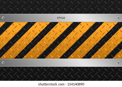 Abstract metal texture background with yellow stripe pattern - Vector illustration