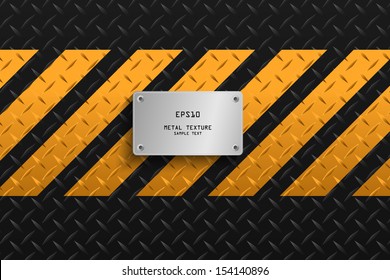 Abstract metal texture background with yellow stripe pattern - Vector illustration