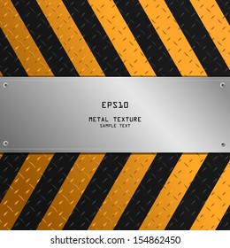 Abstract metal texture background with yellow stripe pattern - Vector illustration