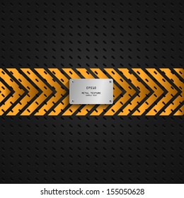 Abstract metal texture background with yellow stripe pattern - Vector illustration