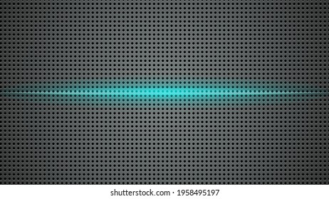 Resumen de textura metálica con luz de neón, chapa perforada, pequeños agujeros circulares de patrón.