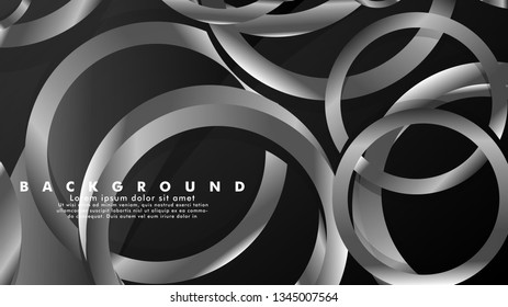 Abstract metal vector background with luxurious shiny gray circles