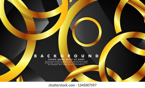 Abstract metal vector background with luxurious shiny gold circles