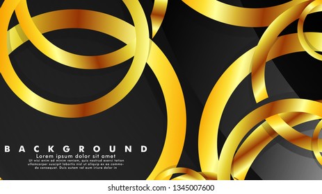 Abstract metal vector background with luxurious shiny gold circles
