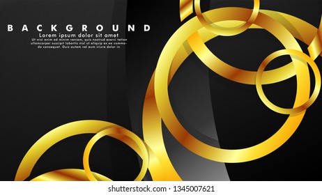 Abstract metal vector background with luxurious shiny gold circles
