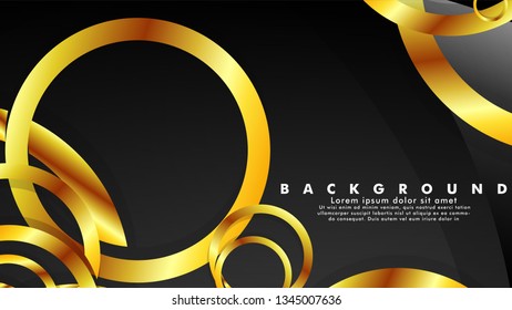 Abstract metal vector background with luxurious shiny gold circles