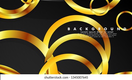 Abstract metal vector background with luxurious shiny gold circles