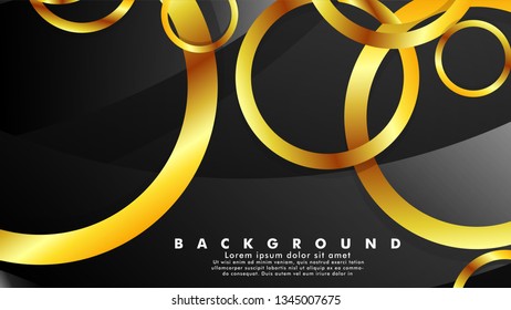 Abstract metal vector background with luxurious shiny gold circles