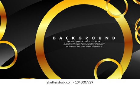 Abstract metal vector background with luxurious shiny gold circles