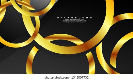 Abstract metal vector background with luxurious shiny gold circles