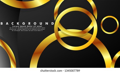 Abstract metal vector background with luxurious shiny gold circles