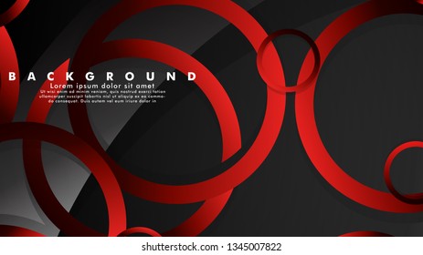 Abstract metal vector background with luxurious shiny red dark circles