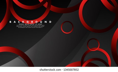 Abstract metal vector background with luxurious shiny red dark circles