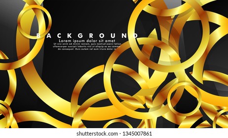 Abstract metal vector background with luxurious shiny gold circles