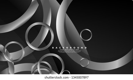 Abstract metal vector background with luxurious shiny gray circles