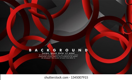 Abstract metal vector background with luxurious shiny red dark circles