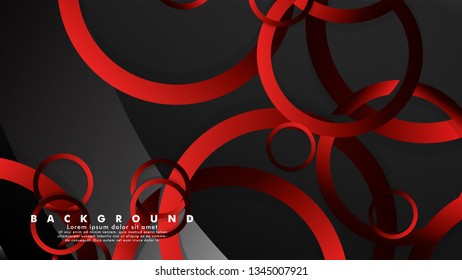 Abstract metal vector background with luxurious shiny red dark circles