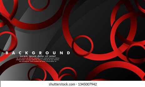 Abstract metal vector background with luxurious shiny red dark circles