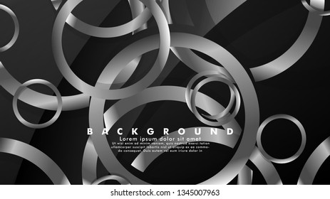 Abstract metal vector background with luxurious shiny gray circles