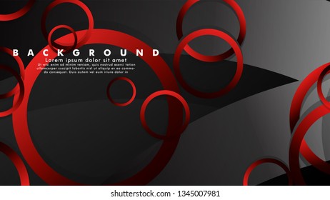 Abstract metal vector background with luxurious shiny red dark circles