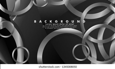 Abstract metal vector background with luxurious shiny gray circles