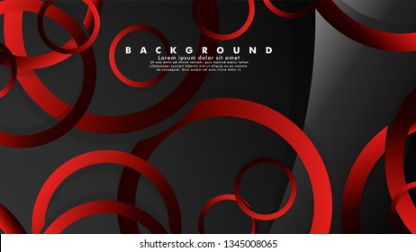 Abstract metal vector background with luxurious shiny red dark circles