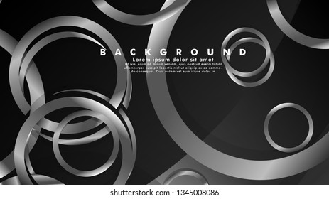 Abstract metal vector background with luxurious shiny gray circles