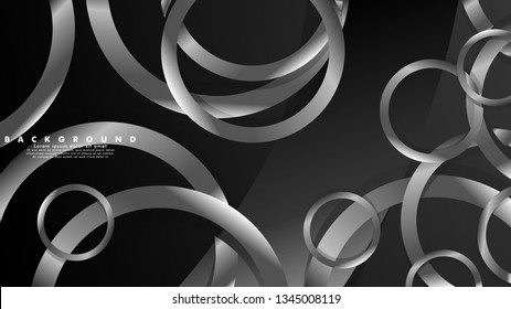 Abstract metal vector background with luxurious shiny gray circles