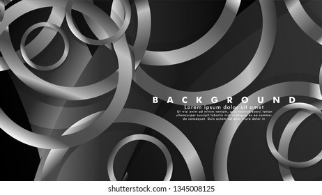 Abstract metal vector background with luxurious shiny gray circles
