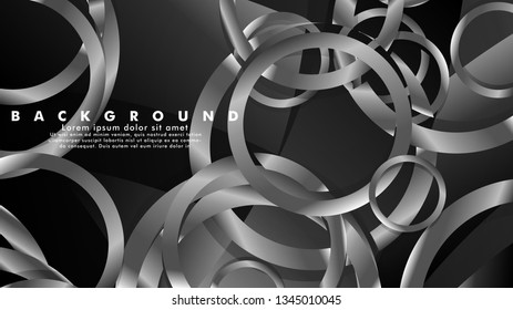 Abstract metal vector background with luxurious shiny gray circles
